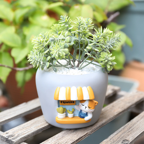 ミニプランター 可愛い植木鉢 小型 卓上用 多肉植物用 パンダ ネコ花器 ...
