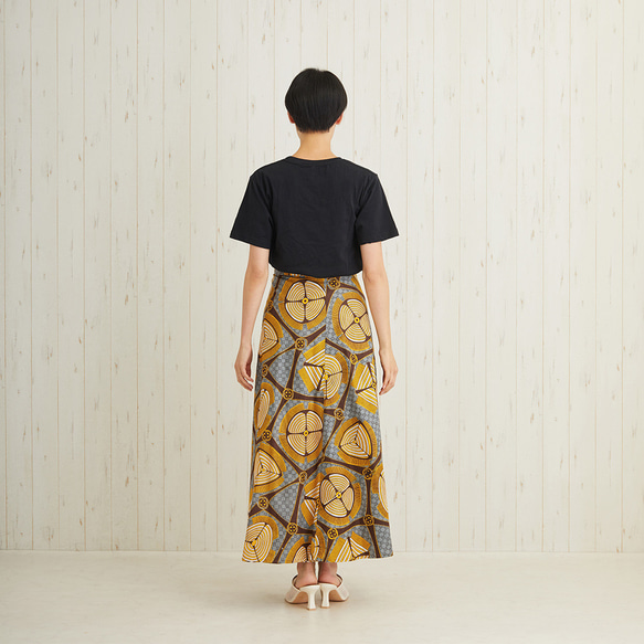 【お取り寄せ】ラップスカート 幾何学アフリカンプレーン●リーフ 6枚目の画像
