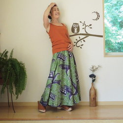 【お取り寄せ】ラップスカート 幾何学アフリカンプレーン●リーフ 18枚目の画像