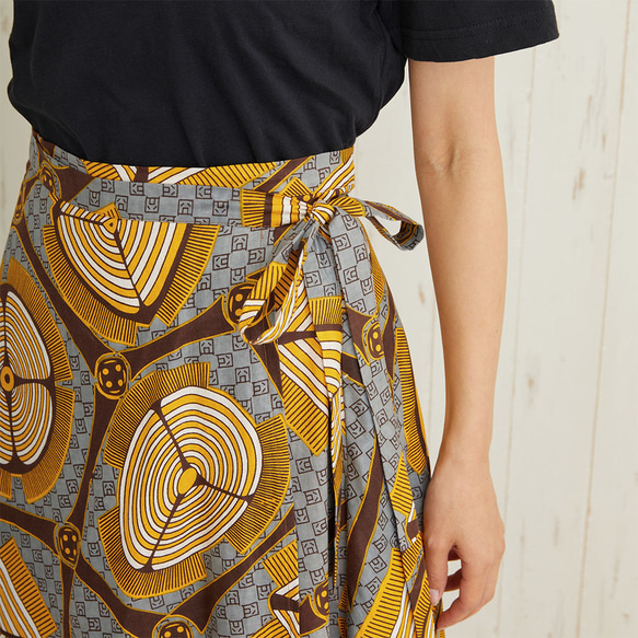 【お取り寄せ】ラップスカート 幾何学アフリカンプレーン●リーフ 10枚目の画像