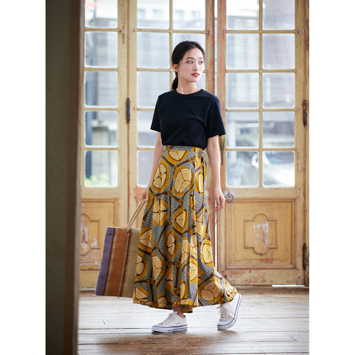 SALE】ラップスカート 幾何学アフリカンプレーン○飛行機 ロング