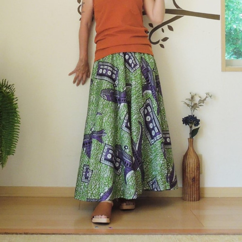 SALE】ラップスカート 幾何学アフリカンプレーン○飛行機 ロング