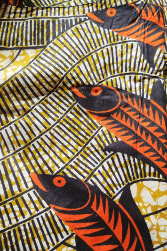 【お取り寄せ】ラップスカート 幾何学アフリカンプレーン●フィッシュ 7枚目の画像