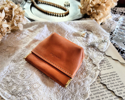 Coin case mini◇コインケース◇バネ口◇キャメル◇アクセサリーケース