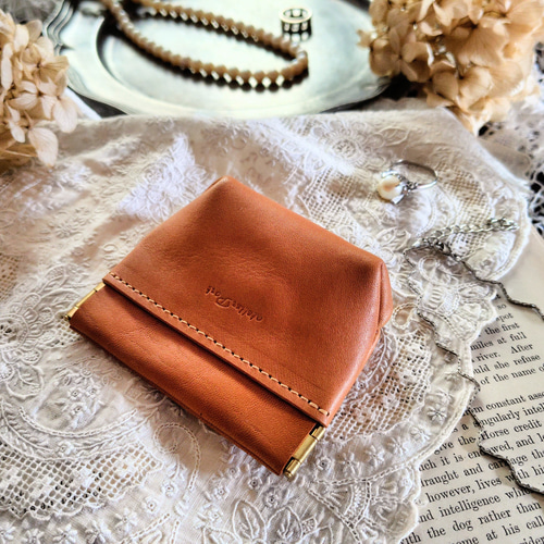 Coin case mini◇コインケース◇バネ口◇キャメル◇アクセサリーケース