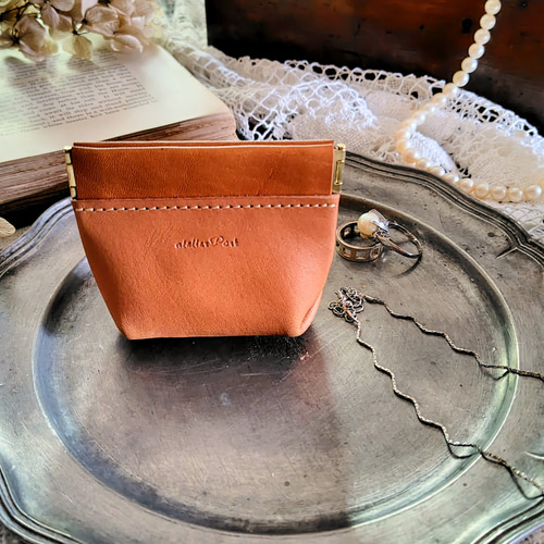 Coin case mini◇コインケース◇バネ口◇キャメル◇アクセサリーケース