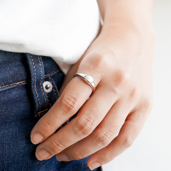 Mother of Pearl Signet RING ‐Beige‐/ SV925 ≪送料無料≫ シグネットリング 14枚目の画像