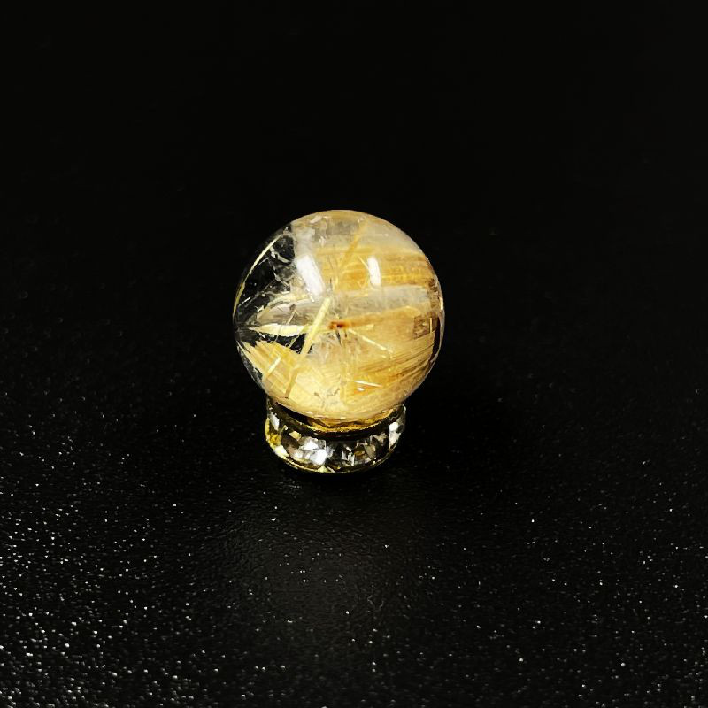 【ゴージャスルチル】一点物 ９ミリ 1粒売り 太陽放射タイチンルチル 金針水晶 ヘマタイト ＫＨ３６ 合格祈願 お守り