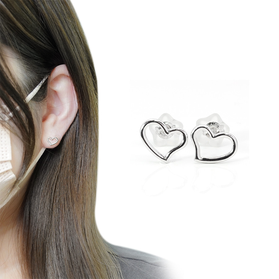 【特価】オープンハートピアス K14 ホワイトゴールド シェイプハート 14金 WG セカンドピアス【p1217】