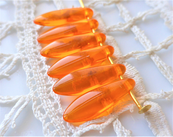 10個　ダガー　オレンジ　チェコビーズCzech Glass Beads 2枚目の画像