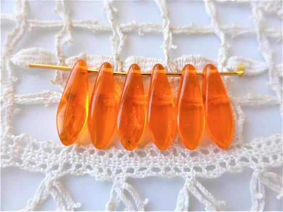 10個　ダガー　オレンジ　チェコビーズCzech Glass Beads 1枚目の画像