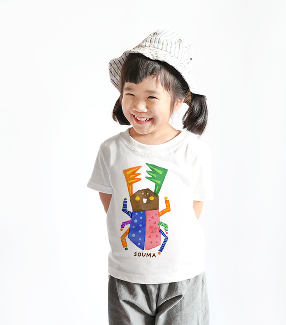 名入れ　名前入り　 キッズTシャツ（クワガタくん） 2枚目の画像