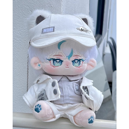 青い目20cmぬいぐるみ/ 白い尻尾/ 手作りぬいぐるみ 20cm/ 換装可能