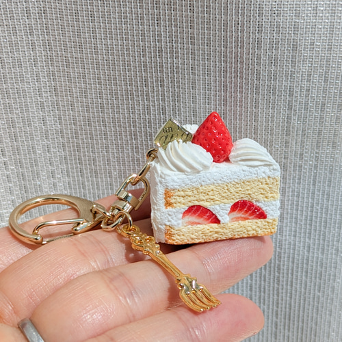 こだわりショートケーキのキーホルダー フェイクスイーツ キーホルダー