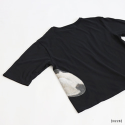 ラスト１　最終ＳＡＬＥ　厚地　度詰め天竺コットン Tシャツ カットソー生地　手描き　睡猫　三毛猫ネコゆったりH22B 10枚目の画像