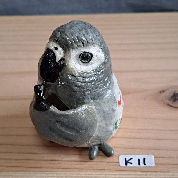 お着替え小鳥　ヨウム　小鳥　インテリア　陶器小鳥　一輪挿し　置物　Ｋ11- H664 13枚目の画像