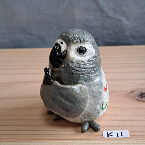 お着替え小鳥　ヨウム　小鳥　インテリア　陶器小鳥　一輪挿し　置物　Ｋ11- H664 10枚目の画像