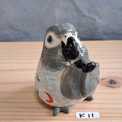お着替え小鳥　ヨウム　小鳥　インテリア　陶器小鳥　一輪挿し　置物　Ｋ11- H664 4枚目の画像