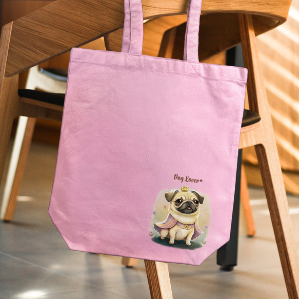 【 ロイヤル パグ 】 キャンバス トートバッグ　犬　ペット　うちの子　プレゼント　ギフト　母の日 2枚目の画像