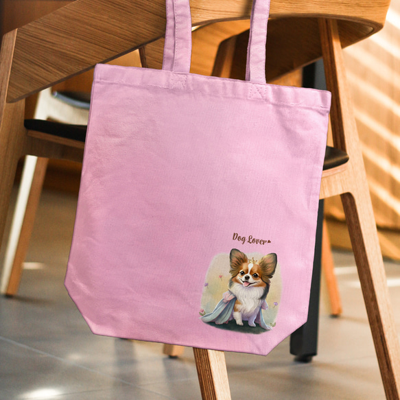 【 ロイヤル パピヨン 】キャンバス トートバッグ　犬　ペット　うちの子　プレゼント　ギフト　母の日 2枚目の画像