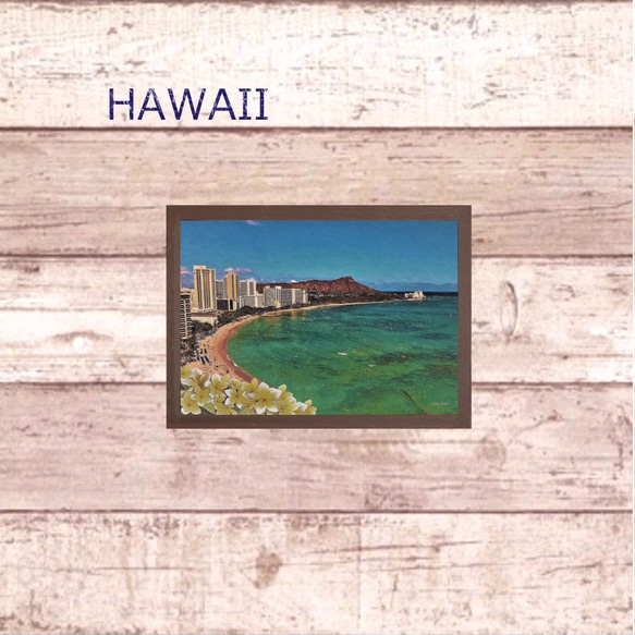 【送料無料】南国の風景☆HAWAII No.1004   フレーム付 　A4サイズ 3枚目の画像