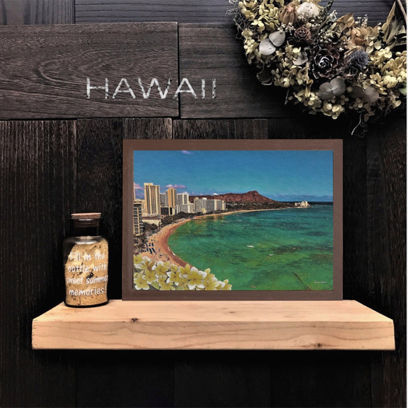 【送料無料】南国の風景☆HAWAII No.1004   フレーム付 　A4サイズ 1枚目の画像