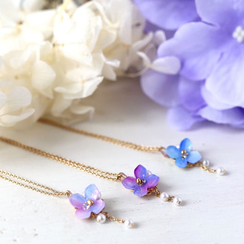 アクセサリーおまとめです 紫陽花ひと粒＊ネックレス［選べる！あじさいカラー］ ネックレス