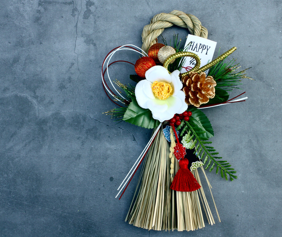 お正月2026】☆たくさん再販☆ 本しめ縄椿*お正月しめ縄飾り 日本新年