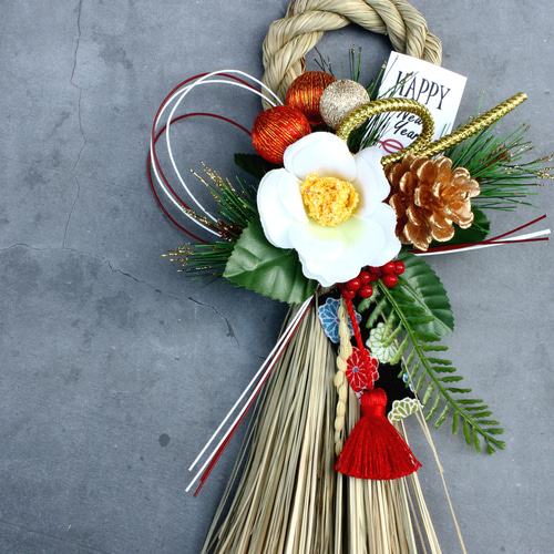 お正月2026】☆たくさん再販☆ 本しめ縄椿*お正月しめ縄飾り しめ縄