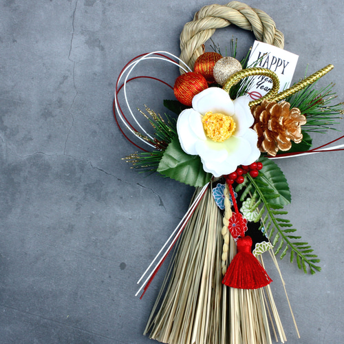 早割お正月2026】☆たくさん再販☆ 本しめ縄椿*お正月しめ縄飾り