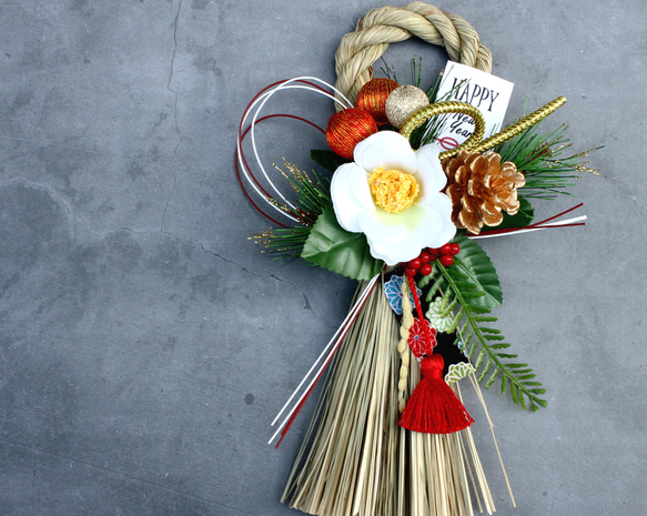 お正月2026】☆たくさん再販☆ 本しめ縄椿*お正月しめ縄飾り 日本新年