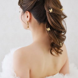 ヘッドドレス　ウェディング ゴールド　蝶々モチーフアレンジ　Uピン　髪飾り　成人式　結婚式　披露宴 お色直し MA145 3枚目の画像