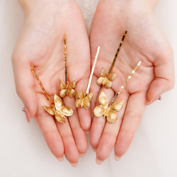 ヘッドドレス　ウェディング ゴールド　蝶々モチーフアレンジ　Uピン　髪飾り　成人式　結婚式　披露宴 お色直し MA145 12枚目の画像