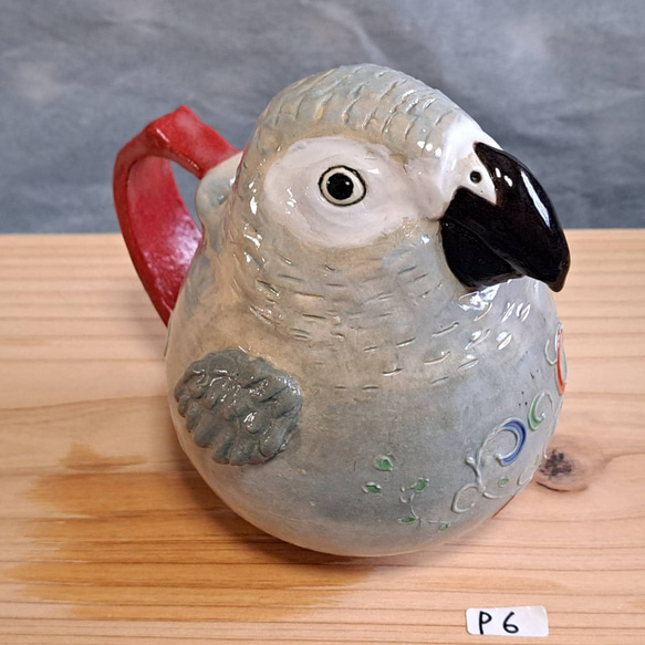 P6 ヨウム 小鳥ポット 小鳥 インテリア 陶器小鳥 花瓶 置物 H650