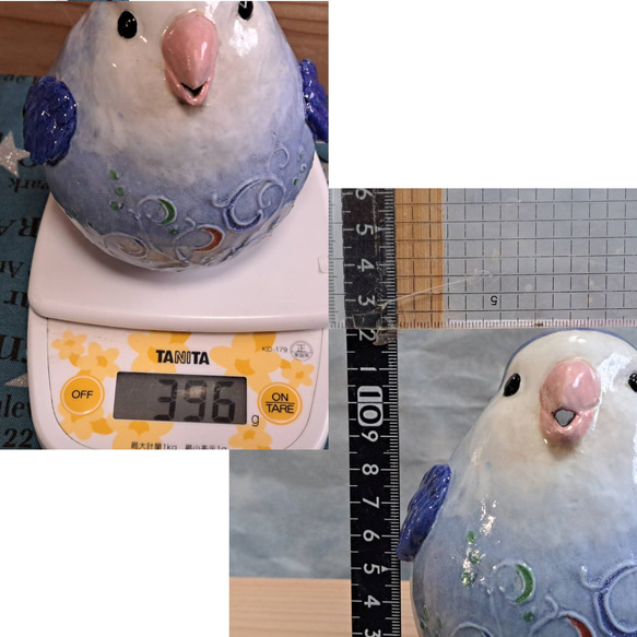 コザクラインコ　小鳥ポット　インコ　小鳥　インテリア　陶器小鳥　花瓶　置物　ｐ9- H653 4枚目の画像