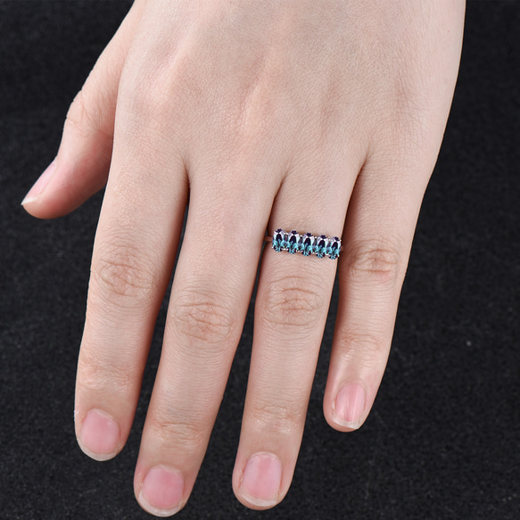 6月の誕生石アレキサンドライト結婚指輪925スターリングシルバーカラーチェンジストーンアレキサンドライトリング 6枚目の画像