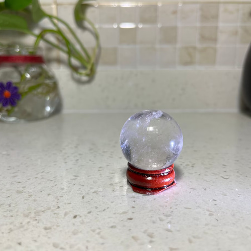 天然石 水晶ボール 無色透明 水晶玉 台座付き インテリア 置物 浄化