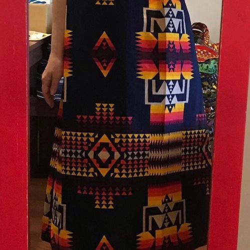 SALE☆735☆アフリカンプリント☆フレンチ袖☆ワンピース☆身幅56cm  