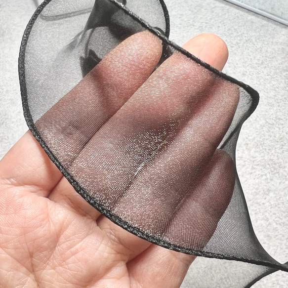 C09〈2M/幅55～60mm〉オーガンジー リボン ブラック　光沢感 人気・おすすめ｜売れ筋商品・話題商品におすすめ コスパ重視 安心配送 スピーディーにお届け