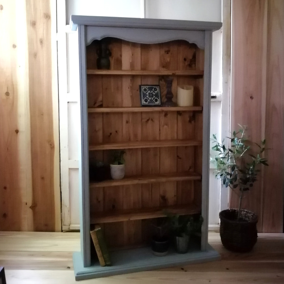 ヴィンテージ ディスプレイ オープン シェルフ 什器『 Vintage Shelf  』H1050 6段 ブルーグレイ 5枚目の画像