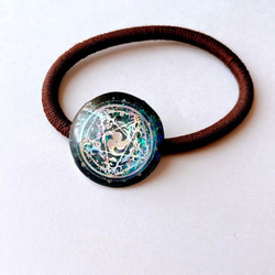 No.1402】UVレジン 銀河の輝き 偏光 オーロラ 魔法陣 ヘアゴム A