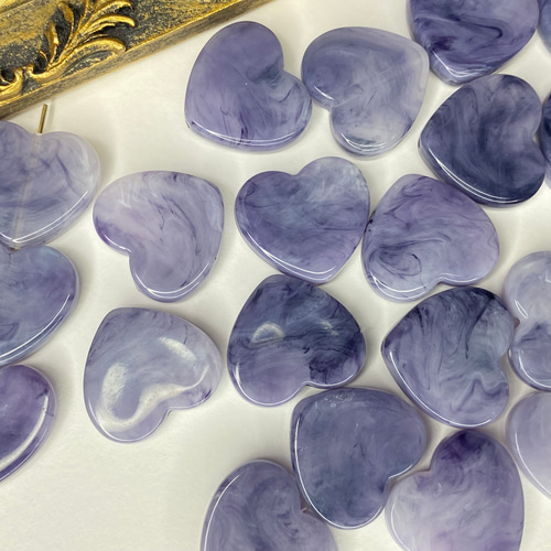 ブルーバイオレットのくまちゃん＆特注カラー☆ハートの韓国ビーズの