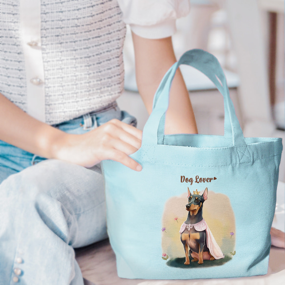 【 ロイヤル ドーベルマン 】 ミニキャンバス トートバッグ　犬　ペット　うちの子　プレゼント　母の日 3枚目の画像