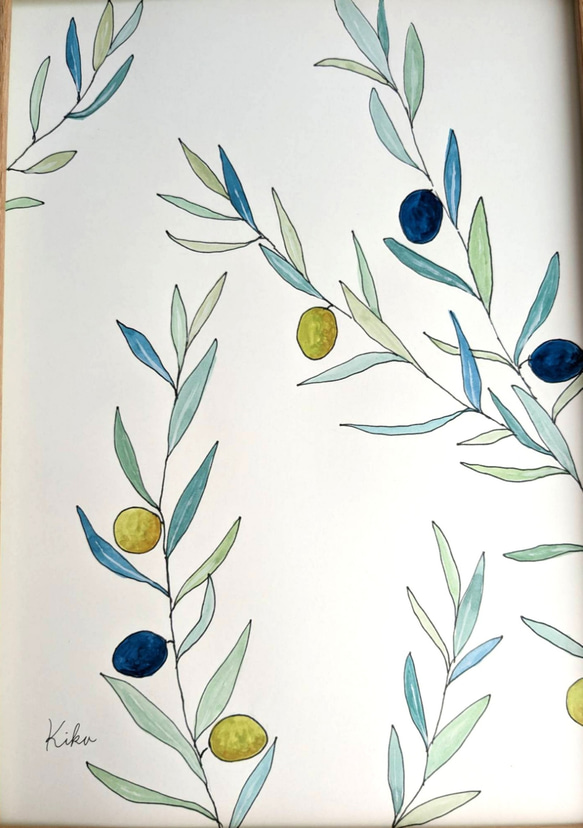 A4サイズ　水彩原画　オリーブの木 2枚目の画像