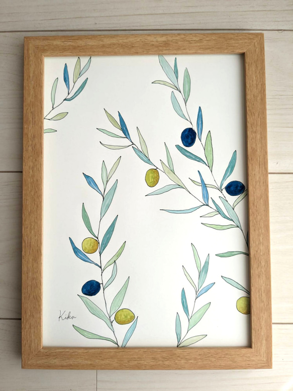 A4サイズ　水彩原画　オリーブの木 3枚目の画像