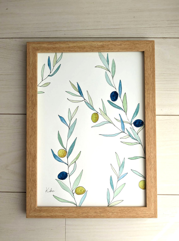 A4サイズ　水彩原画　オリーブの木 1枚目の画像