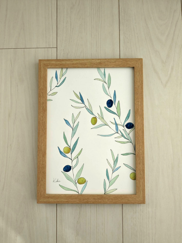 A4サイズ　水彩原画　オリーブの木 4枚目の画像