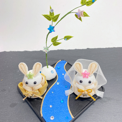 つまみ細工＊ちりめん細工＊七夕飾り＊和盆① つまみ細工＊ちりめん細工＊七夕飾り＊笹＊和盆 8 - メルカリ