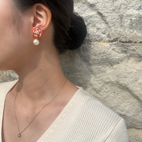 淡水パール　オレンジ　ハンドメイドピアス 楽天市場】淡水真珠パールピアス 12mm オレンジカラー K18製 : 真珠倶楽部