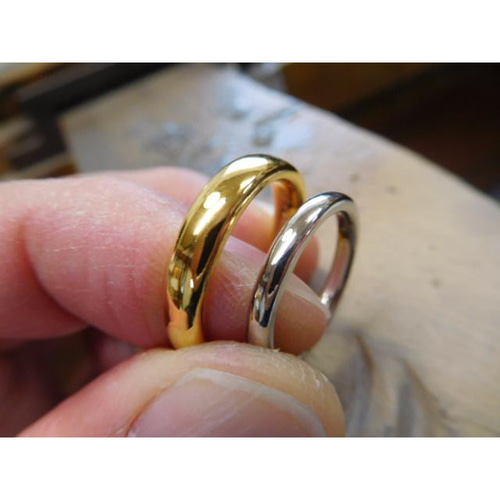鍛造 結婚指輪 プラチナ 純金 純プラチナ  甲丸 リング 男性